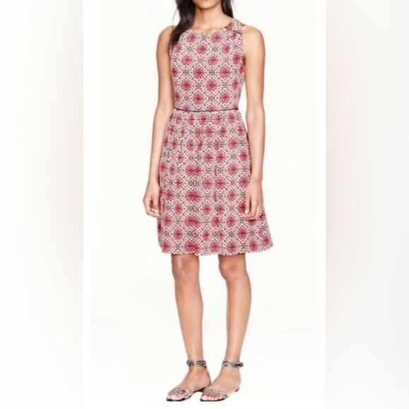 J. Crew Dresses & Skirts - J Crew California Poppy Silk Dress White Pink Navy A Line Tank Dress Size 0